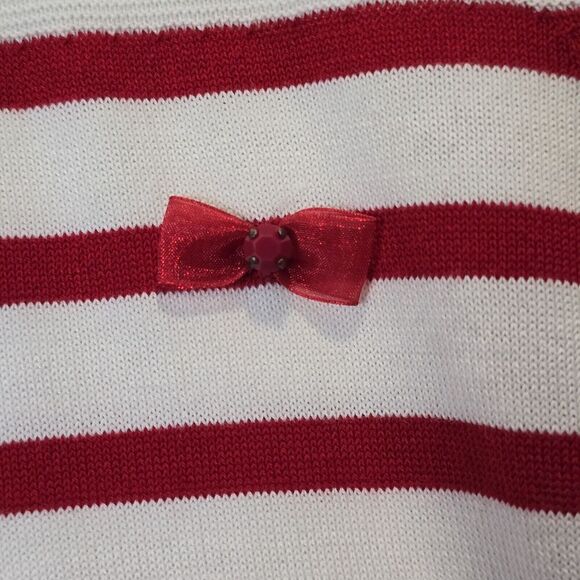 NWOT Talbots Red & Cream Striped & Rhinestone Bows Holiday Christmas Sweater 3X - Picture 9 of 13
